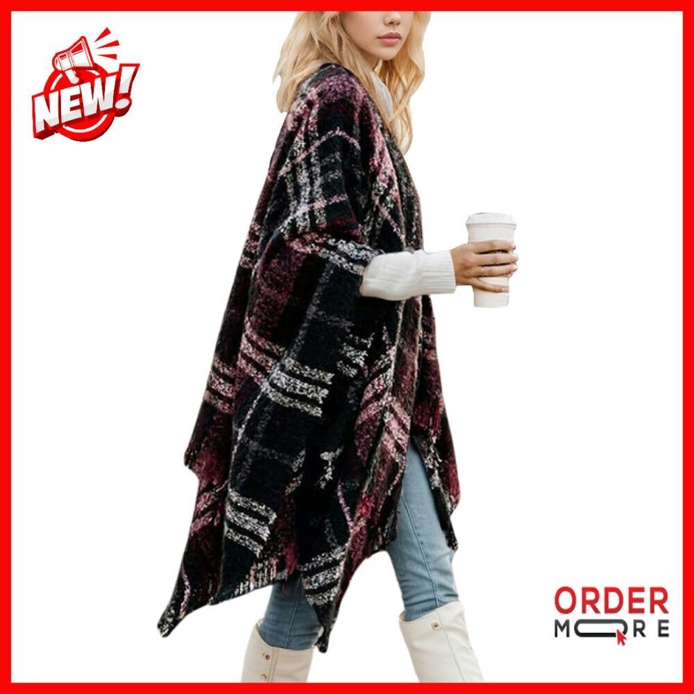 Oversized Reversible Shawl Wrap Poncho Cape One Size Fits All